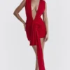 Aliza Cherry mini-jurk met plooien