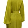 Allegra Chartreuse geplooide jurk