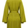 Allegra Chartreuse geplooide jurk