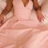 Allena Roze Stretch Katoenen Halter Midi Zomerjurk