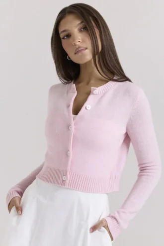 Alliana roze kort wollen Vesten