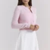 Alliana roze kort wollen Vesten