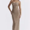 Alondra Cafe Au Lait maxi-jurk met kralen – Limited Edition