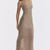 Alondra Cafe Au Lait maxi-jurk met kralen – Limited Edition