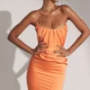 Alora Tangerine strapless korset midi-jurk