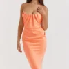 Alora Tangerine strapless korset midi-jurk