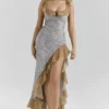 Aloura maxi-jurk met paisleyprint en ruches van georgette