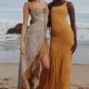 Aloura maxi-jurk met paisleyprint en ruches van georgette
