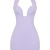 Alyssa Orchid Crêpe Plunge Mini-jurk