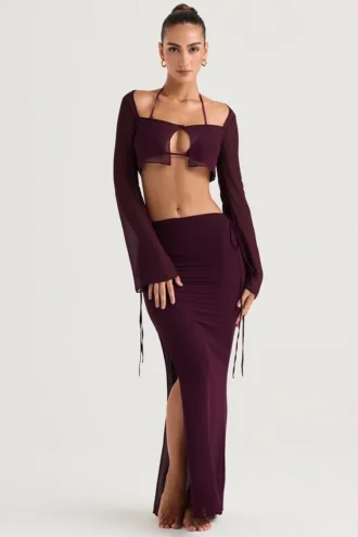 Amalfi Prune Maxi-rok met uitsnijdingen