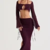 Amalfi Prune Maxi-rok met uitsnijdingen