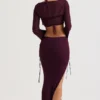 Amalfi Prune Maxi-rok met uitsnijdingen