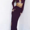 Amalfi Prune Maxi-rok met uitsnijdingen