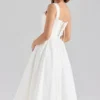 Amara witte stretch katoenen korset midi-jurk