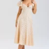Amaya crèmekleurige midi-jurk met broderie anglaise