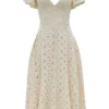 Amaya crèmekleurige midi-jurk met broderie anglaise