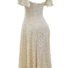 Amaya crèmekleurige midi-jurk met broderie anglaise