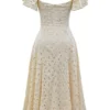 Amaya crèmekleurige midi-jurk met broderie anglaise
