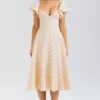 Amaya crèmekleurige midi-jurk met broderie anglaise