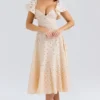 Amaya crèmekleurige midi-jurk met broderie anglaise