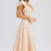 Amaya crèmekleurige midi-jurk met broderie anglaise