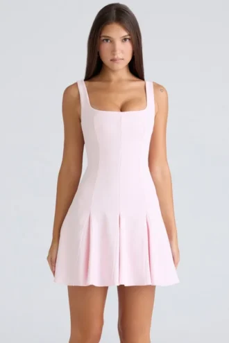 Amelie Ballerina Roze Stretch Crêpe Mini-jurk