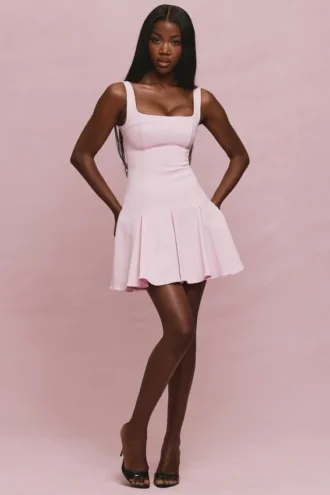 Amelie Ballerina Roze Stretch Crêpe Mini-jurk