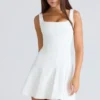 Amelie Vintage ivoorkleurige stretch crêpe mini-jurk