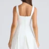 Amelie Vintage ivoorkleurige stretch crêpe mini-jurk