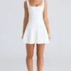 Amelie Vintage ivoorkleurige stretch crêpe mini-jurk