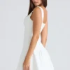 Amelie Vintage ivoorkleurige stretch crêpe mini-jurk