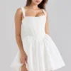 Ami witte stretch katoenen mini-korsettenjurk