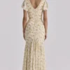 Amina Lemon Maxi-theejurk van georgette met bloemenprint