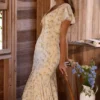 Amina Lemon Maxi-theejurk van georgette met bloemenprint