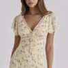 Amina Lemon Maxi-theejurk van georgette met bloemenprint