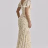 Amina Lemon Maxi-theejurk van georgette met bloemenprint