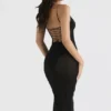 Amirah zwarte midi-jurk met kristallen versiering