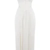Amorata ivoorkleurige geplooide maxi-jurk