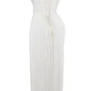 Amorata ivoorkleurige geplooide maxi-jurk