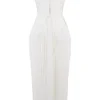 Amorata ivoorkleurige geplooide maxi-jurk