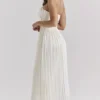 Amorata ivoorkleurige geplooide maxi-jurk