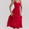 Amore Scarlet midi-jurk met verlaagde taille