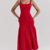 Amore Scarlet midi-jurk met verlaagde taille