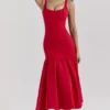 Amore Scarlet midi-jurk met verlaagde taille