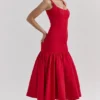 Amore Scarlet midi-jurk met verlaagde taille