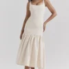 Amore Vintage crèmekleurige midi-jurk met verlaagde taille