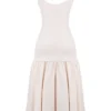 Amore Vintage crèmekleurige midi-jurk met verlaagde taille