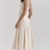 Amore Vintage crèmekleurige midi-jurk met verlaagde taille
