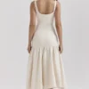 Amore Vintage crèmekleurige midi-jurk met verlaagde taille