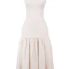 Amore Vintage crèmekleurige midi-jurk met verlaagde taille